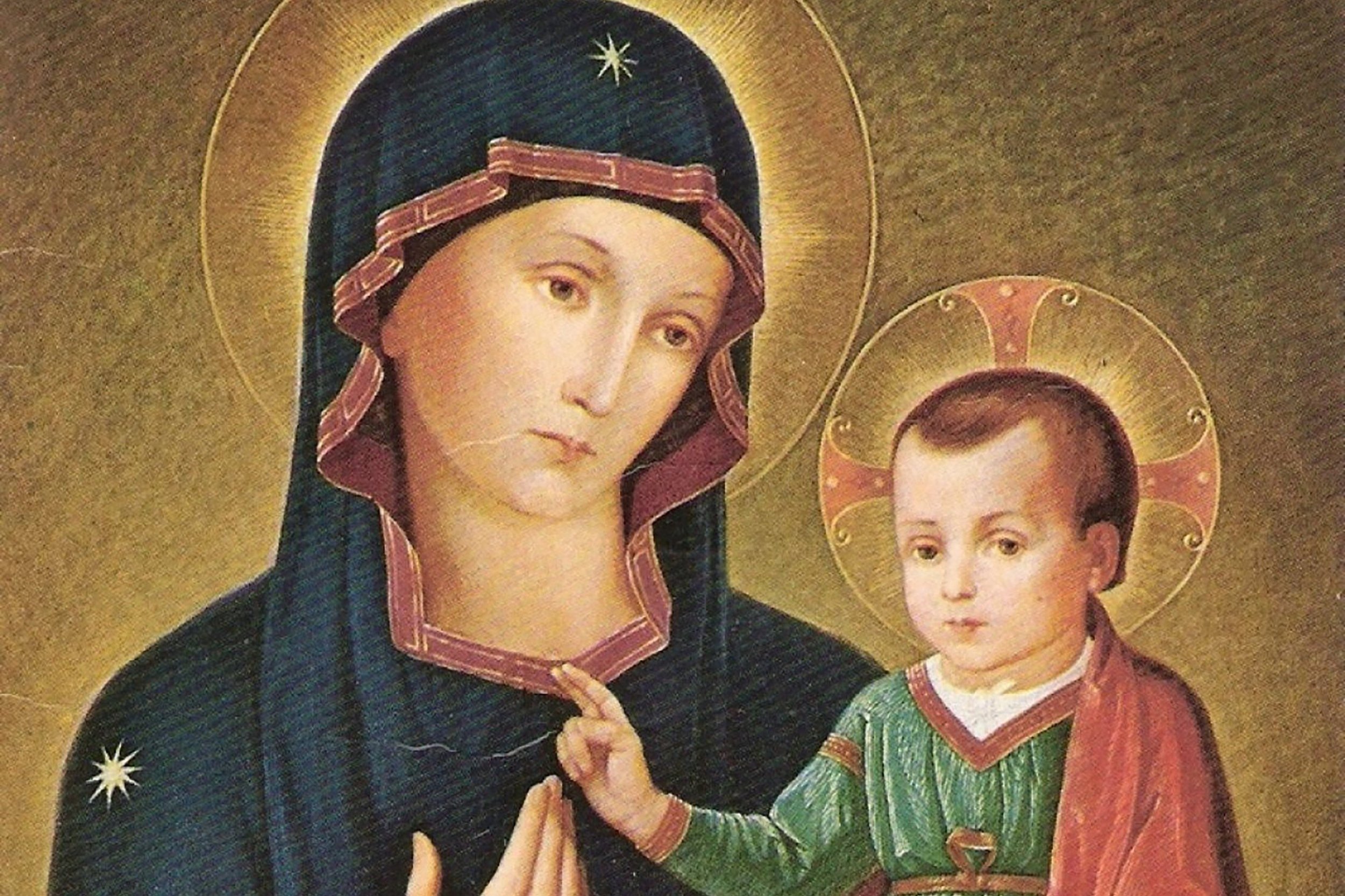 Detalhe do ícone de Nossa Senhora da Consolação e do Menino Jesus