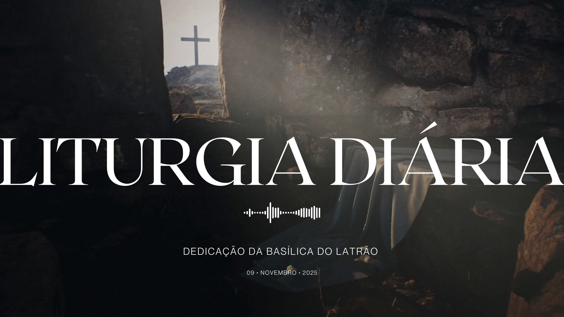 Arte da Liturgia Diária, com uma cruz ao alto sobre fundo escuro